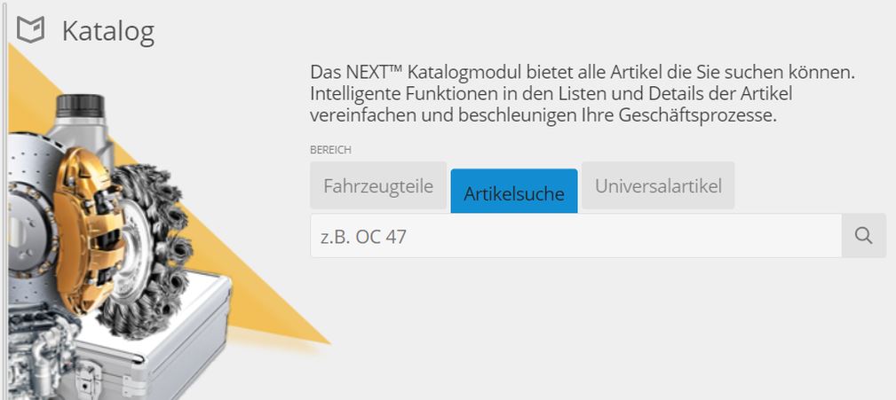 Ansicht zur Artikeldirektsuche