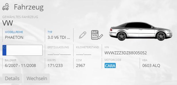 Fahrzeugdatenblatt VW Phaeton