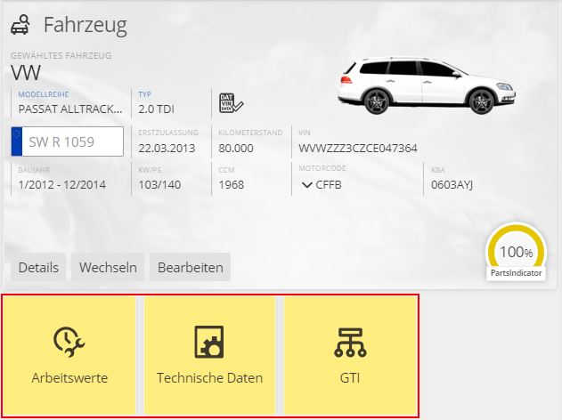 Fahrzeugdatenblatt VW Golf